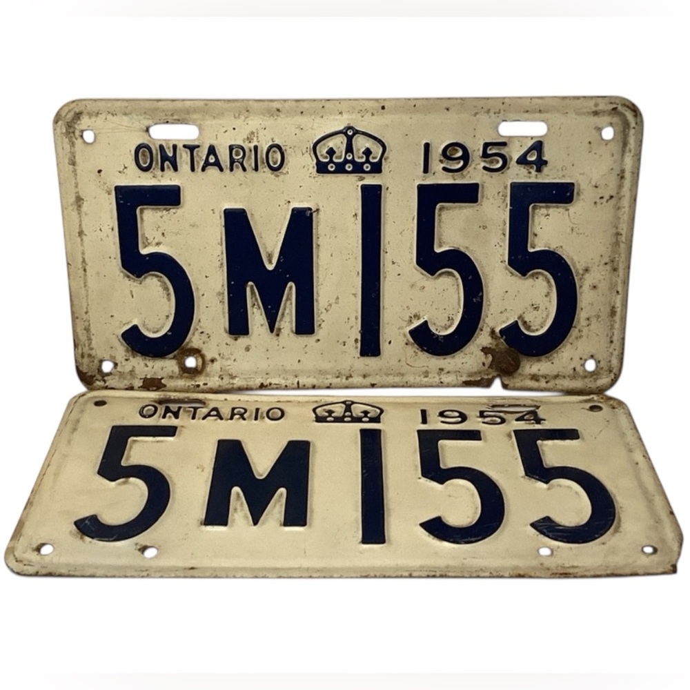 🍄 1954 Vintage Ontario License Plates